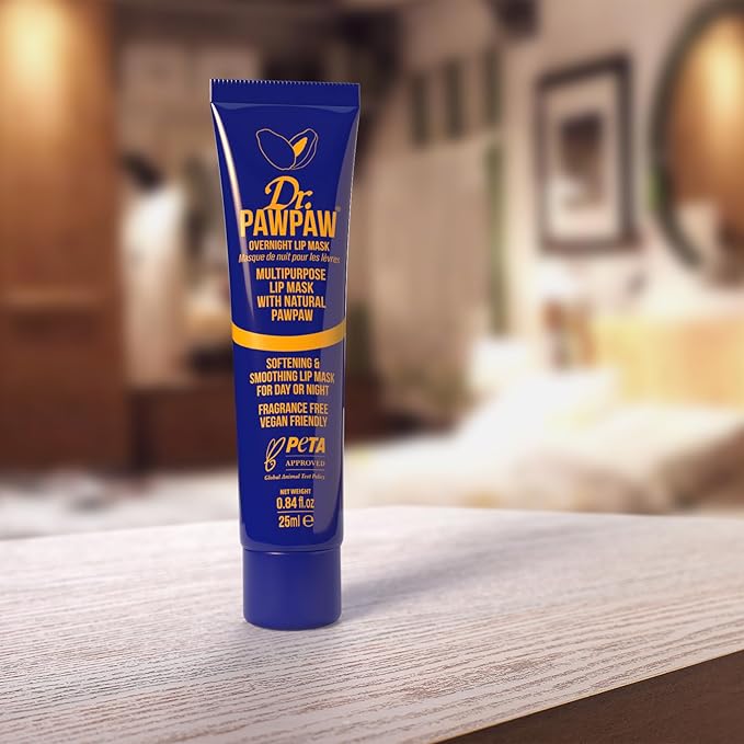 Overnight Lip Mask - Multi-Purpose Balm, Natural Pawpaw & Peptides Smooth Skin, Cracked Lips, Vegan, Ethical Beauty & Fregrance Free (25 ml)