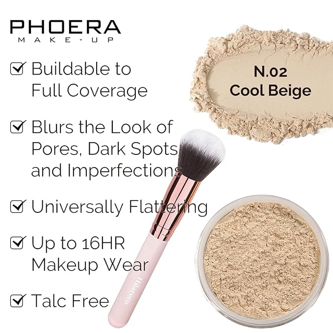 PHOERA Foundation Full Coverage Makeup, Mushroom Head Air Cushion CC Cream Natural Foundation Set,PHOERA Concealer, PHOERA Primer, PHOERA Powder, Foundation Brushes (104 Buff Beige+ 04 Buff Beige CC)