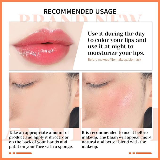 CHARMACY Magic Color Lip & Cheek Balm, PH Color Changing Blusher for Cheeks, Long Lasting Moisturizing Multi Use cream Waterproof Blush Makeup, PERSIMMON JELLY (#04)