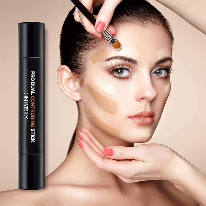Double-End Contour Highlighter Stick, Contour Stick,Face Highlighter, Contour Makeup Contouring Sticks Cream Concealer (6)