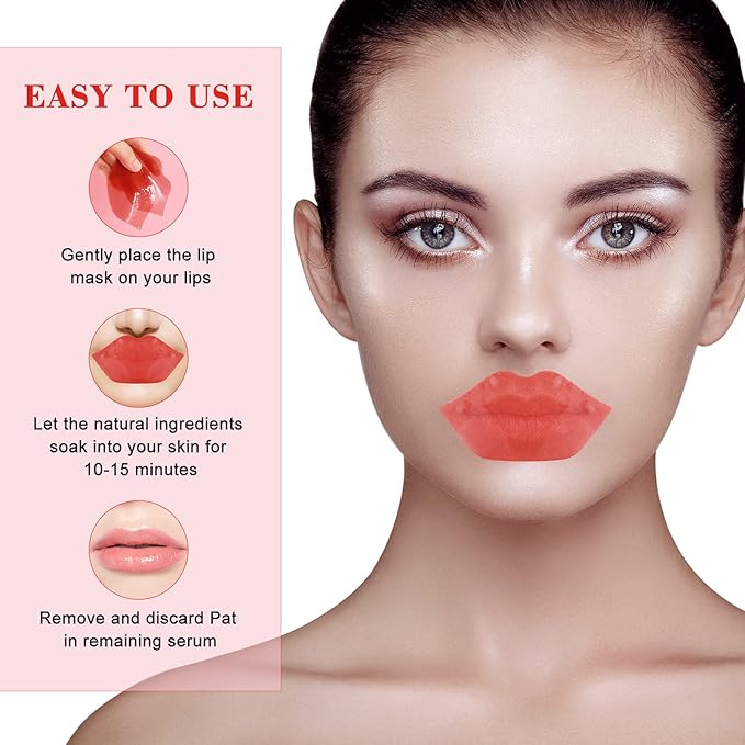 Lip Masks Sheet Moisturizing Crystal Collagen Pink Under Eye Mask Gel Anti-Aging Eye Patches Dark Circle Remover 30 Packs with Box,Pink