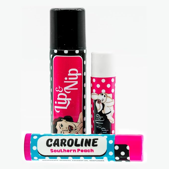 Southern Peach “Caroline” Flavored Balms | Southern Peach Flavored Hydrating Lip Balm, Nipple Balm, and Full Body Balm | Lip Balm & Moisturizer and Intimacy Enhancer - Pack of 3