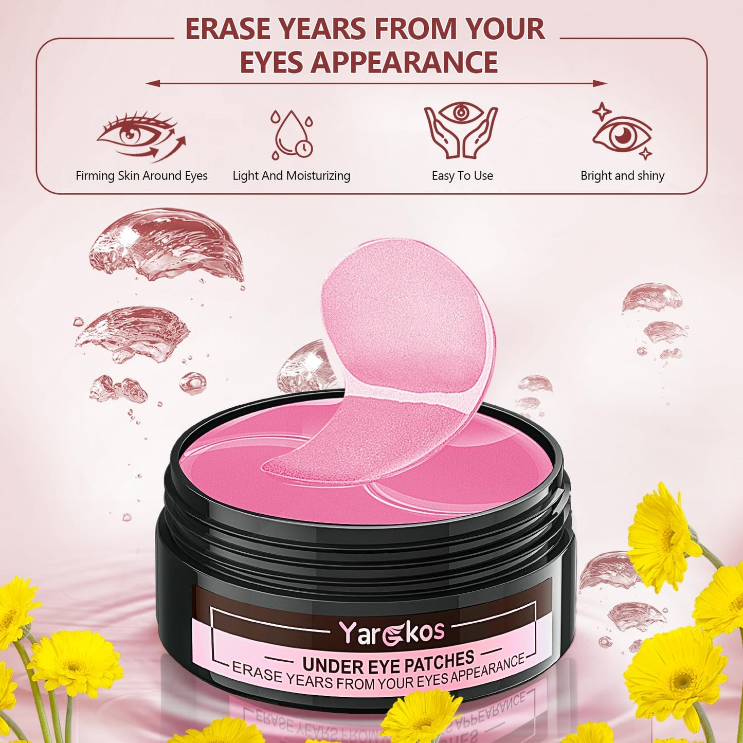 2 Packs 60 Pcs Under Eye Patches, Green+Pink, 30 Pairs Undereye Mask for Puffy Eyes Dark Circles Treatment, Collagen Gel Pads Hydrating for Eye Bags Puffiness Wrinkle, Women Men Beauty Skin Care