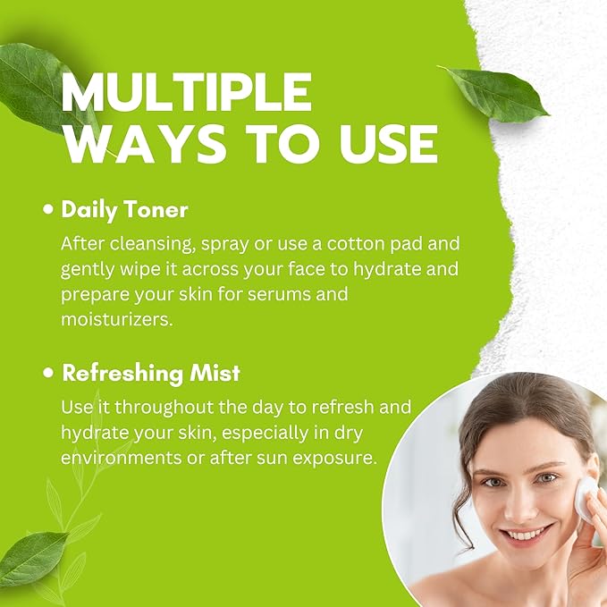 Green Tea Matcha Facial Toner Mist with Peppermint, Refreshing, Moisturizing, and Soothing Face Toner, with Jojoba Oil, Castor Oil, Snail Filtrate,120ml