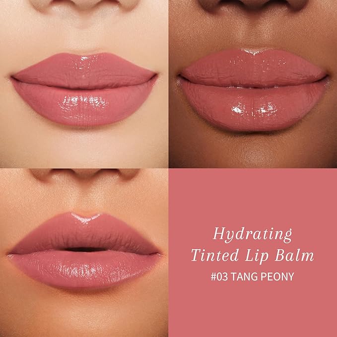 Tinted Lip Balm Plumper, Glossy, Pump Lips, Lightweight, Moisturize & Tint with Jojoba Seed Oil, Vegan Lip Balm Lip Care Present, Tang Peony