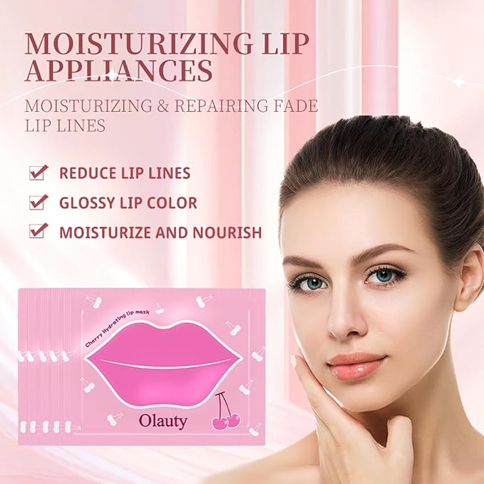 30 Pairs Cherry Lip Masks & 24K Gold Under Eye Patches, Gel Crystal Collagen Lip & Eye Patches for Puffy Eyes, Effectively Moisturizing Nourishes Lip & Eye Skin for Reducing Fine Lines & Dark Circle