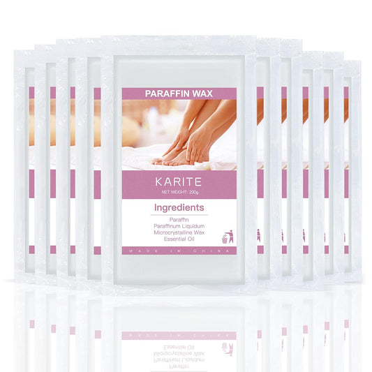 KARITE Paraffin Wax Refills, 10 Pack Beads Blocks for Bath, Machine Refills for Hand Feet Dry Skin - Deep Moisturizing, Hydration and Nourishment (Unscented)