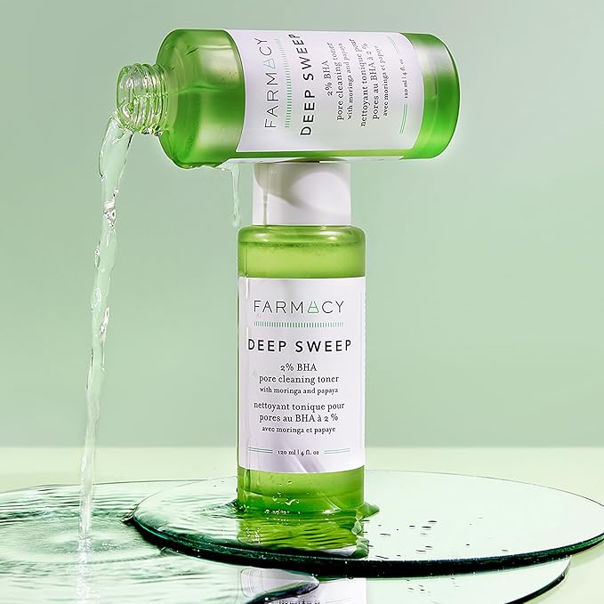 Farmacy 2% Salicylic Acid Toner for Face - Deep Sweep Gentle BHA Exfoliant for Oily Skin - Refines Texture with Papaya Enzymes & Moringa Water for a Healthy-Looking Complexion (100ml)