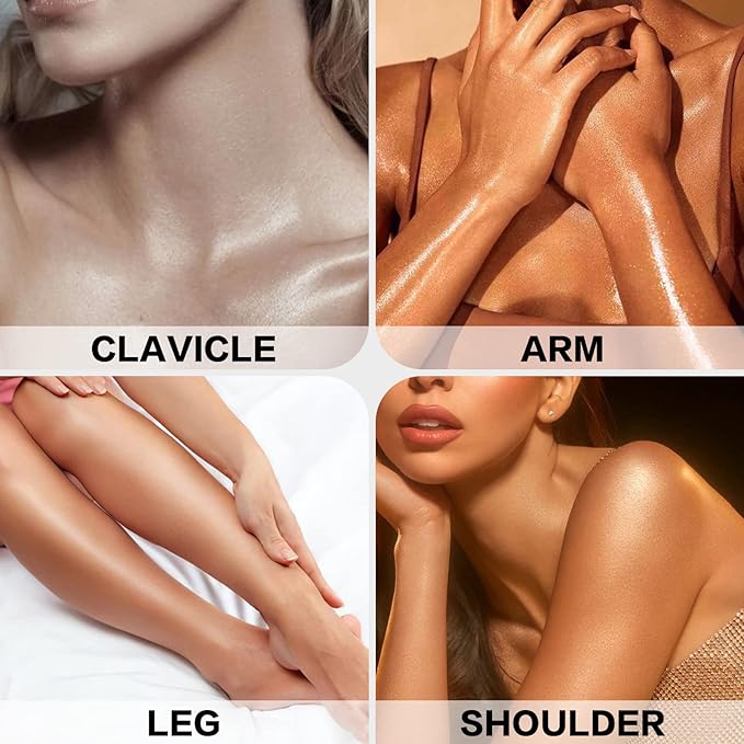FOCALLURE Starfall Glowing Liquid Highlighter, Shimmering Body Oil, Non-Sticky Shimmer Liquid Luminizer, Non-Greasy, Face & Body Glitter Makeup for Costumes, Cosplay, Rave Festival, MADAMA BUTTERFLY