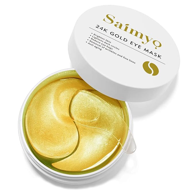 24K GOLD Eye Mask– 60 Pcs - Gold Under Eye Mask Retinol & Collagen - Puffy Eyes and Dark Circles Treatments – Look Younger and Reduce Wrinkles and Fine Lines Undereye