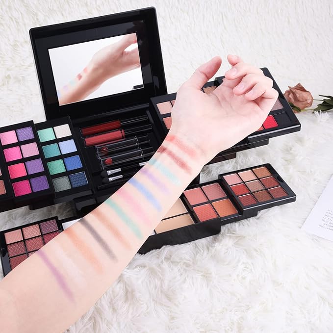 88 Colors Professional Makeup Palette Set Kit Combination, All In One Makeup Gift Set for women Full Kit， include Eyeshadow,Lipstick,Compact Powder,Eyeliner,Concealer（006-Black）