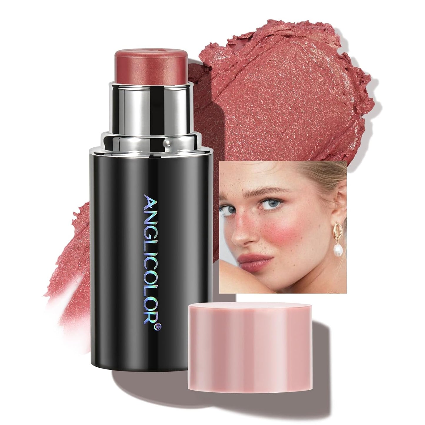 Blush Stick, Matte, Ceam Blush, Non-Greasy, Blush Stick for Cheeks, Blendable Color, Fragrance of Flowers, Smooth, Long Lasting, Highly Pigmented, Hydrate,Better for Fair Skin