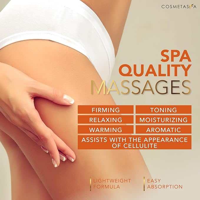 Cosmetasa Hot Cream Massage Gel - Natural and 87% Organic Cellulite Cream - Multi Use, Skin Toning Cream, Soothes Aches, for Sore Joints and Muscle (8.8 Ounce)