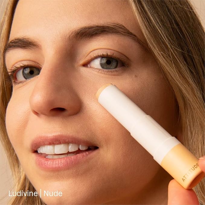 ATTITUDE Oceanly Light Coverage Under Eye Concealer Stick, Titanium Dioxide-Free, EWG Verified, Plastic-Free, Vegan & Cruelty-free Makeup, Nude, 0.2 Ounces