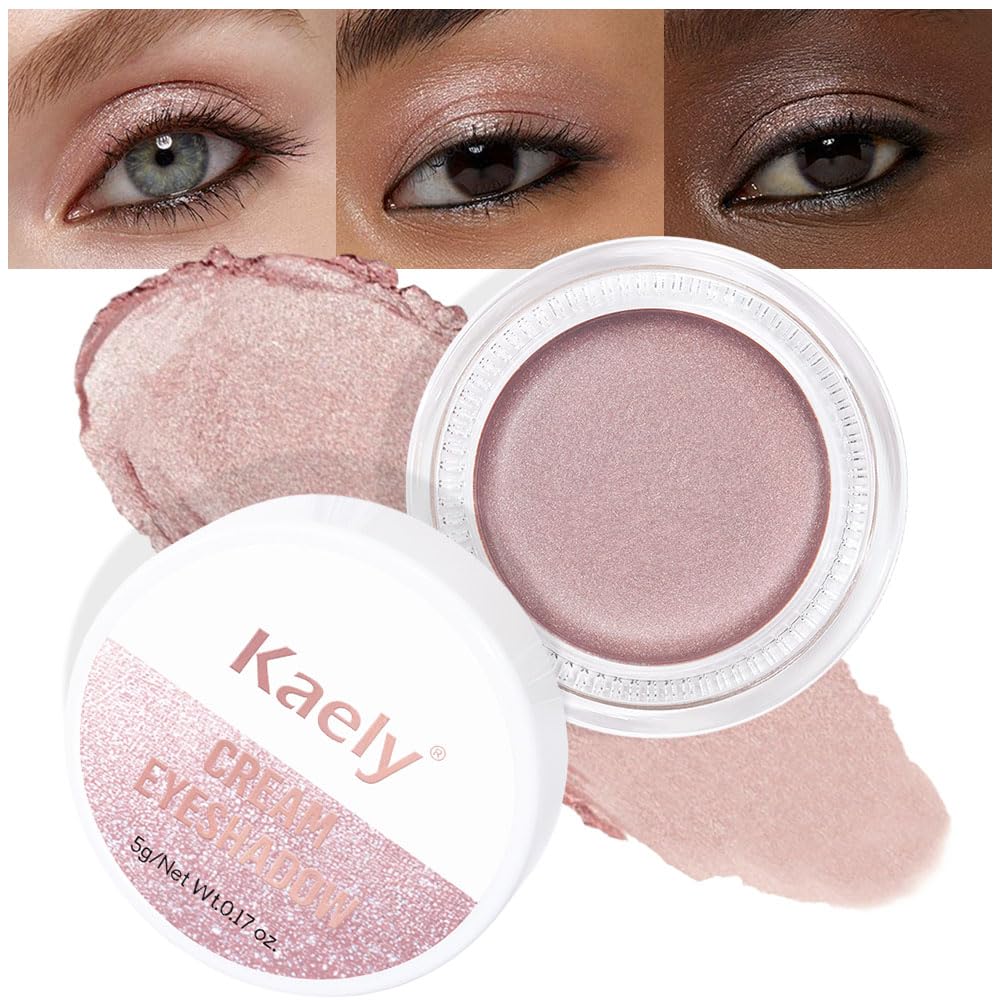 evpct Single Cream Eye Shadow Palette Pot Makeup for older Women, Champagne Shimmer Glitter Metallic Monochrome Cream to Powder Eyeshadow Palette Eye Brightener, High Pigment Waterproof Blendable