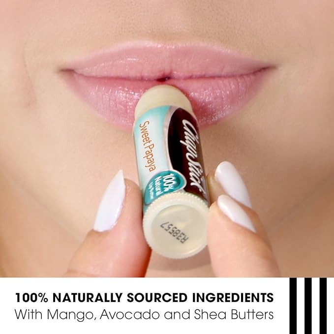 ChapStick Papaya 100% Natural Lip Butter Tube, Lip Balm - 0.15 Oz, Non-tinted, Sweet Papaya