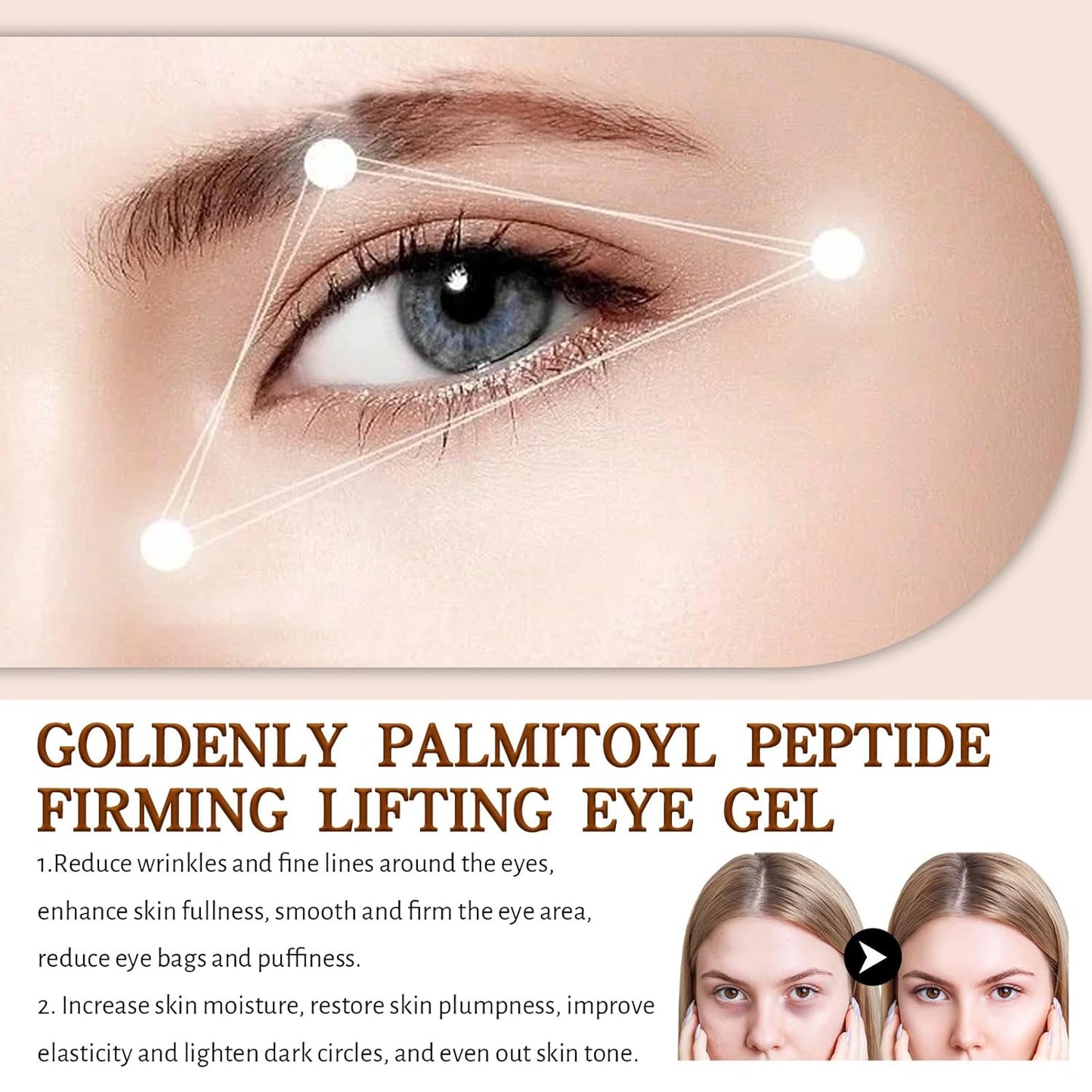 5% Caffeine Eye Serum with Vitamin E Eye Cream for Dark Circles and Puffiness, Retinol Eye Cream Roller with 360° Massage Ball Reduce Wrinkles and Fine Lines