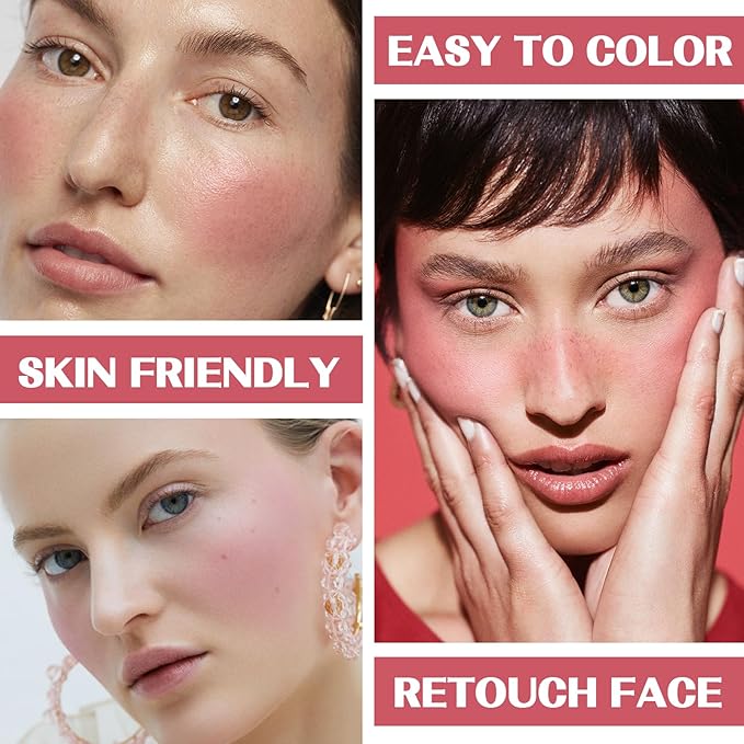 2Pcs Cream Blush Makeup Stick,Monochromatic Multi-Stick Face Blush for Cheek,Lip and Eye,Matte and Dewy Finish for Long Wearing,Easy Application.BLISS