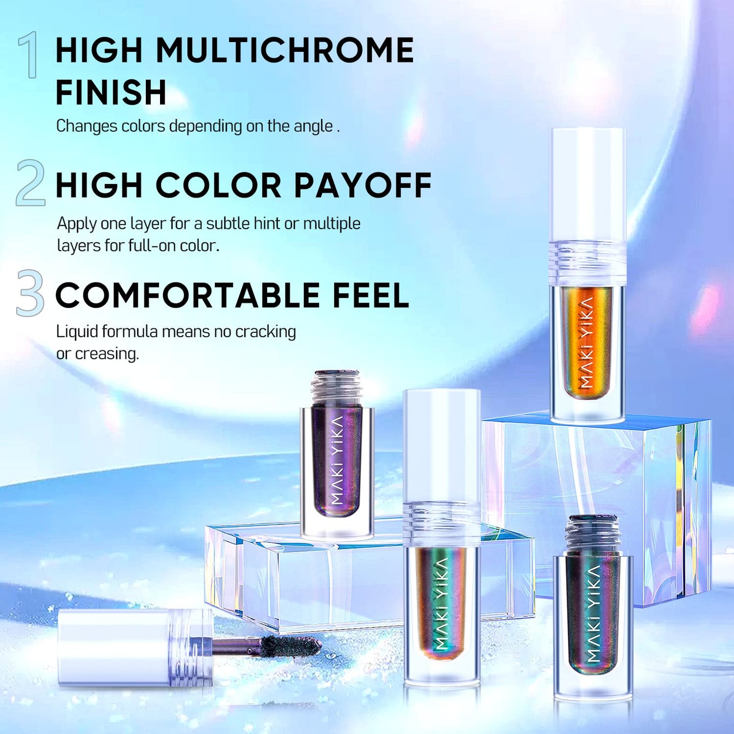 MAKI YIKA Glitter Eyeshadow Gold Liquid Multichrome Eyeshadows Long Lasting Metallic Chameleon Eye Shadow Smudgeproof Holographic Eye Topper Glitters (#7 Bronzer)