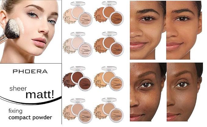 AQUAPURITY PHOERA Sheer Matte Compact Powder Fixing Powder Makeup Base Fixer Setting Powder Foundation Fixing Compact Pressed Powder Long Lasting Make Up Fixer Skin Vitamin E Beauty Blender (207 SAND)