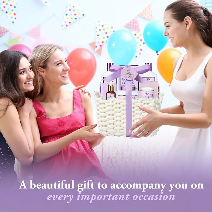 Bath and Body Gift For Women and Men - Lavender Home Spa Gift Set,Mug,Shower Gel,Bubble Bath,Lotion,Bath Bombs,Eye Mask,Manucure Set, Bath Belt, Body Oil,Bath Soak,Lip Balm,Soy Candle For Daily Use