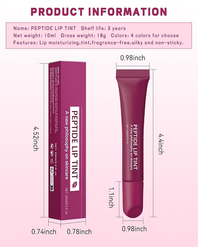 Tinted Lip Balm-1Pcs Rose Gray Peptide Hydrating Lip Tint Moisturizer,Jelly Glossier Lip Treatment Balm,Non-Stick Lip Care Glow Reviver Lip Oil, Yummy Glowy Lip Gloss, Thanksgiving Makeup for Women-02