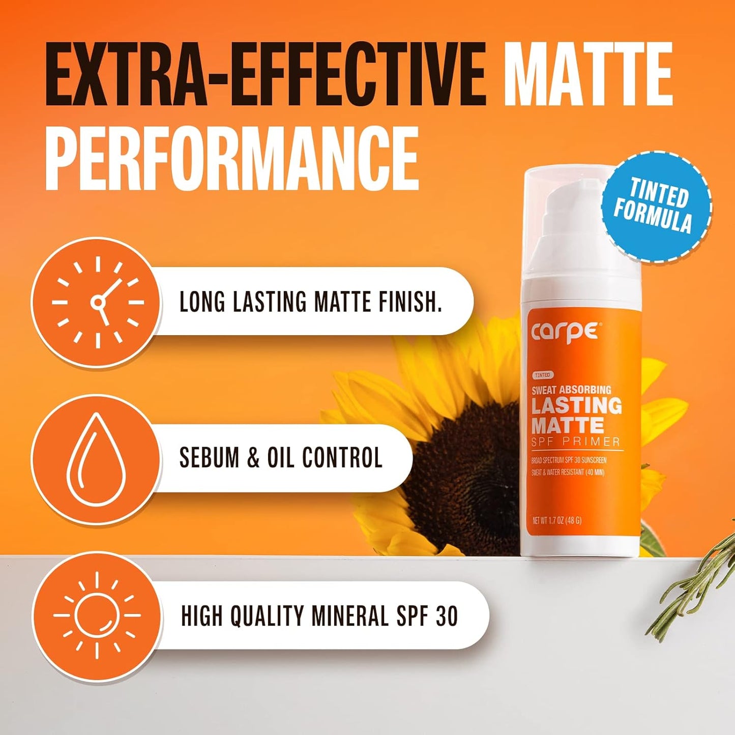 Carpe Primer Face Makeup Base ~New~ Zinc Mineral Sunscreen Face SPF 30, Lasting Matte Primer For Oily Skin And Tinted Sunscreen For Face