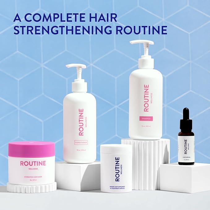 Routine Wellness Anti-Thinning Shampoo and Conditioner Set for Thinning Hair - Biotin DHT Blocker Women & Men - Color Safe Shampoo for Hair Loss & Healthier Hair - Rose Hips (Pack of 2)