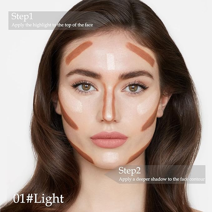 Boobeen Highlight and Contour Stick Dual-ended Contouring Cream Makeup Pencil Kit, Long Lasting & Waterproof Face Bronzer and Highlighter Makeup Stick Shadow Pen, Pack of 1