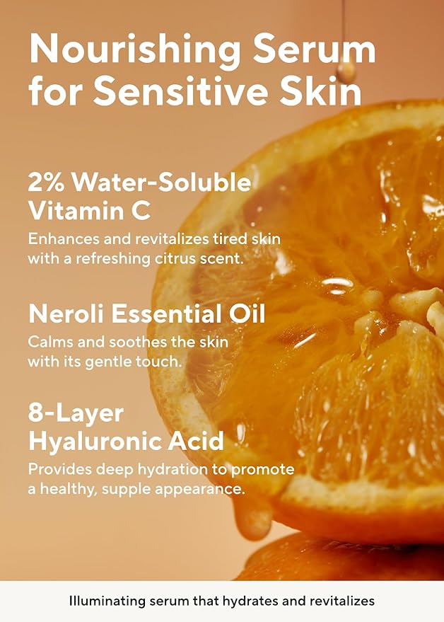 AROMATICA Glow Vita C Toning Serum Orange & Neroli 30ml/1.01 fl. oz - Orange Vitamin C Serum for Face with Hyaluronic Acid For Sensitive Skin