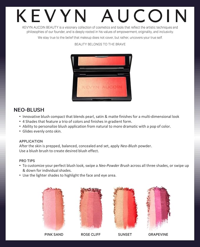 Kevyn Aucoin The Neo-Blush, Grapevine: Blush makeup compact. Trio palette of gradient colors. Blends pearl, satin & matte finishes for highlighting cheeks. Personalized looks - natural to pop of color