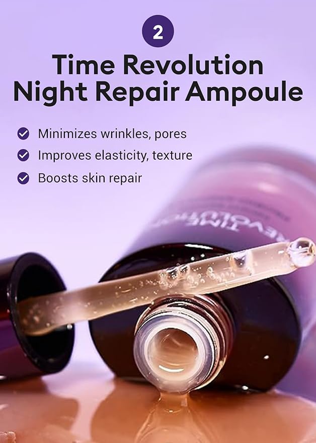 MISSHA Time Revolution Gift Set The First Essence 5X & Night Repair Ampoule 5X for Radiant, Youthful Skin