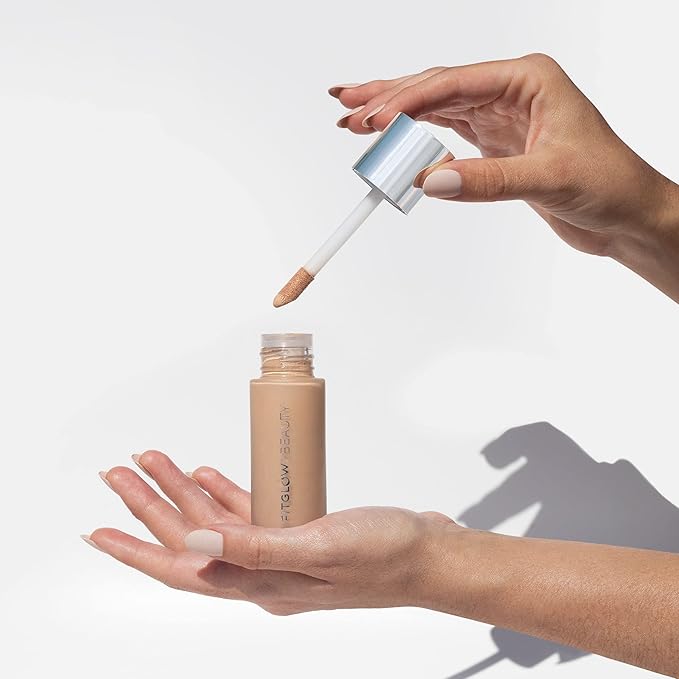 Fitglow Beauty - Natural Foundation+ Photo-Filtering Foundation | Vegan, Woman-Owned Clean Beauty (F5.7 - Deep Warm, Golden Undertones)
