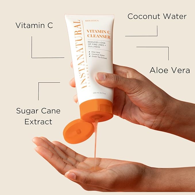 InstaNatural Skin Care Set, Vitamin C Face Wash, Toner, Serum and Moisturizer , Hydrating, Anti Aging and Brightening