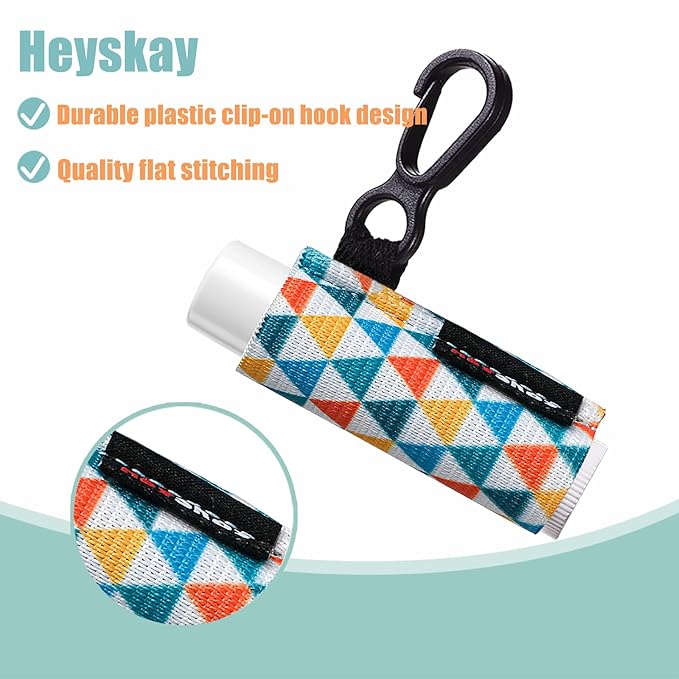 5pcs Lip Balm Holder Keychain Lipstick Sleeves Lip Gloss Holder Keychain Chapstick Elastic Sleeves for Men Women(Strip/Wave/Argyle)