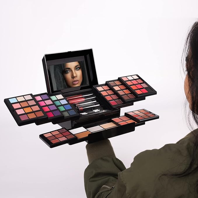 88 Colors Professional Makeup Palette Set Kit Combination, All In One Makeup Gift Set for women Full Kit， include Eyeshadow,Lipstick,Compact Powder,Eyeliner,Concealer（006-Black）
