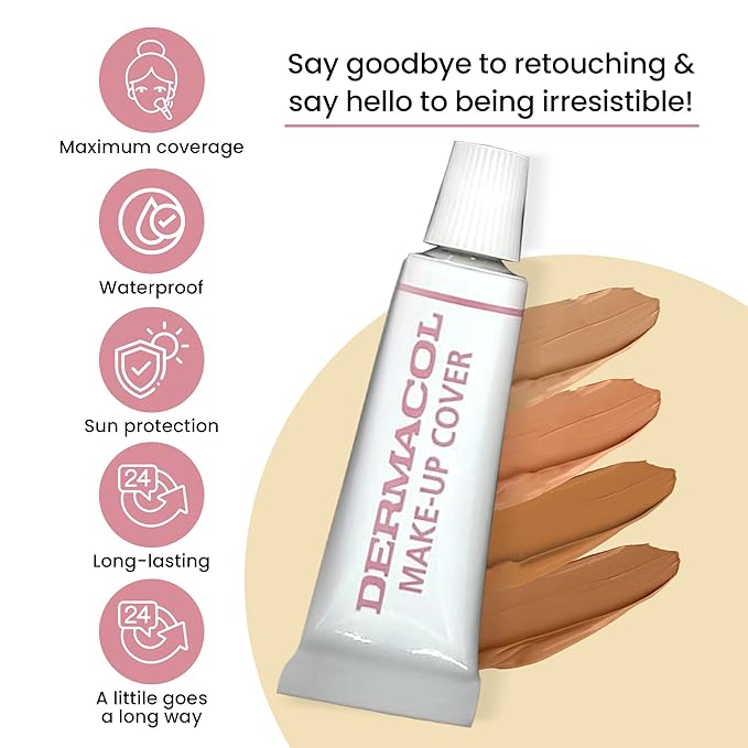 Dermacol Full Coverage Foundation | Long Lasting Waterproof Makeup Cover Cream SPF30 | Hypoallergenic & Light Weight Liquid | Tattoo, Acne, Spots, Under-eye Skin Cover-up - 30g