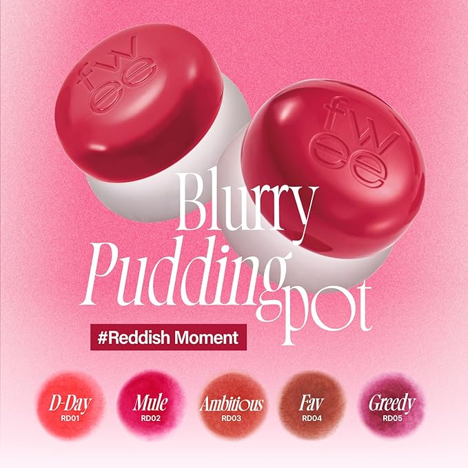 Lip&Cheek Blurry Pudding Pot | Reddish Moment - Greedy | Makeup Blush, Buildable Lightweight, Multi-Use Soft Matte Finish | 5g