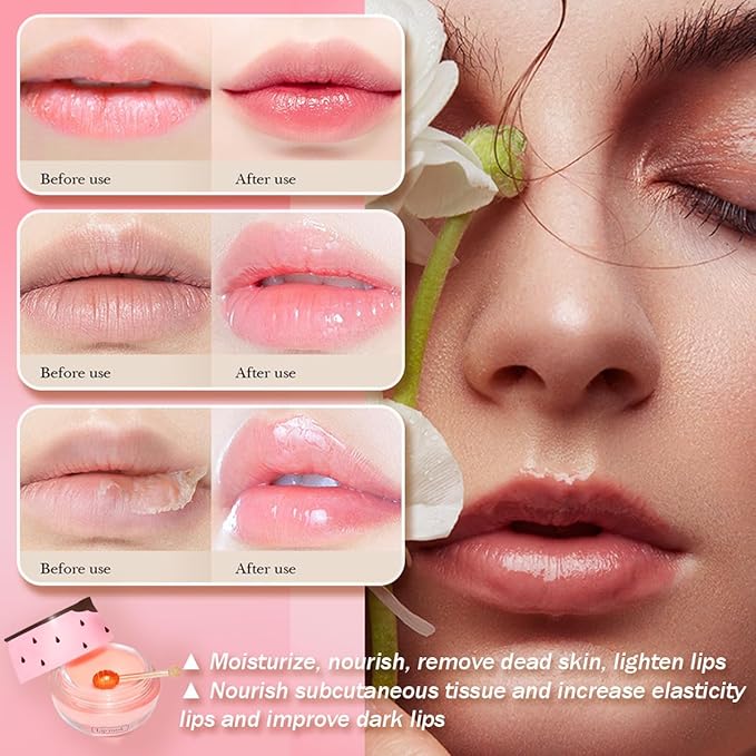 2 Pcs Apple Lime & Watermelon Lip Balm, Honey Strawberry Lip Mask Overnight, Moisturizing Lip Sleeping Mask, Hydrate Repair Prevent Dry Cracked Lip Exfoliator (Apple Lime+Watermelon)