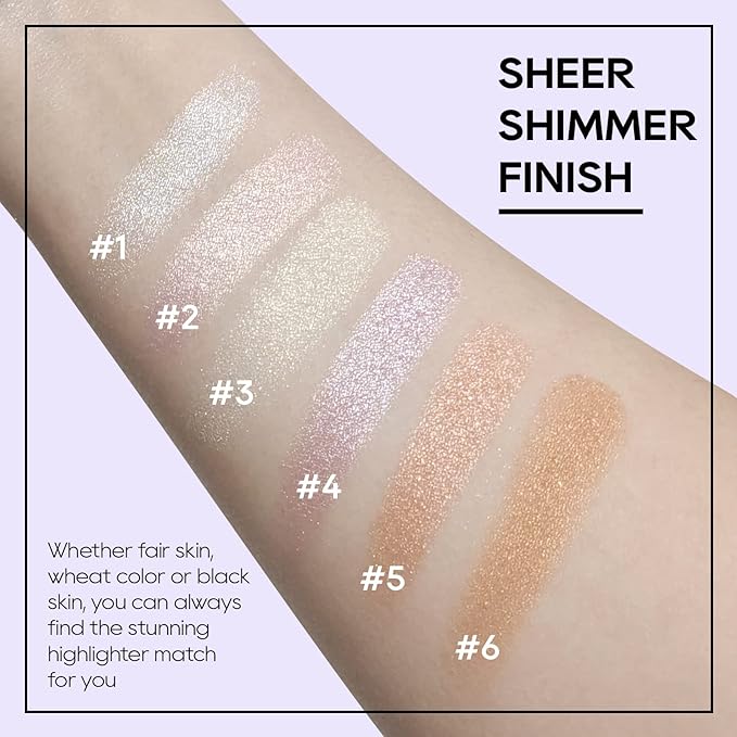 Baked Purple Highlighter Powder Palette, Makeup Highlighter Powder Palette Sheer Shimmering Finish Face Highlighters Makeup Iluminadores de Maquillaje #04 Twilight Purple