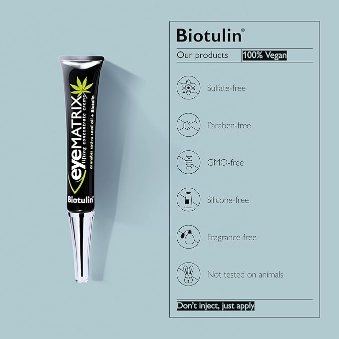 Biotulin - EyeMatrix 0.5 oz - Anti-wrinkle moisturizing cream with concentrated Spilanthol and Hyaluronic Acid - Smoothed eye contours, refreshed look, and reduced dark circles