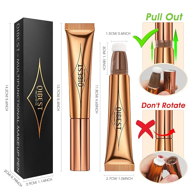 Liquid Contour Beauty Wand, Cream Liquid Contour Stick Matte Bronzer Stick with Cushion Applicator, Lightweight Blendable, Long Lasting Silky Liquid Face Shaping & Contouring Stick | 1# Contour Grey brown