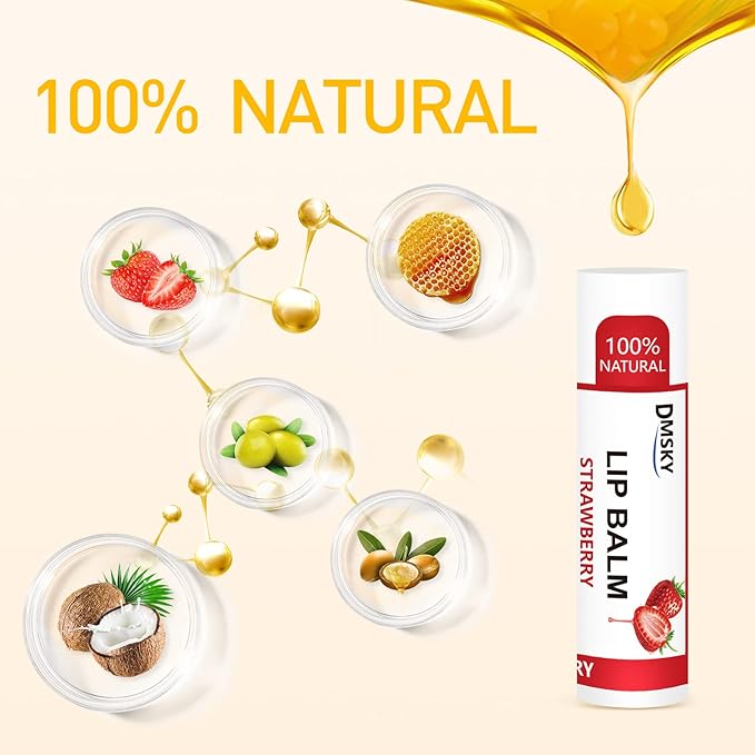 DMSKY Lip Balm Bulk 72 Pack, Lip Balm Hydrating with Vitamin E and Coconut Oil 12 Flavors, Lip Moisturizer Treatment - Party Favors Bulk Gift