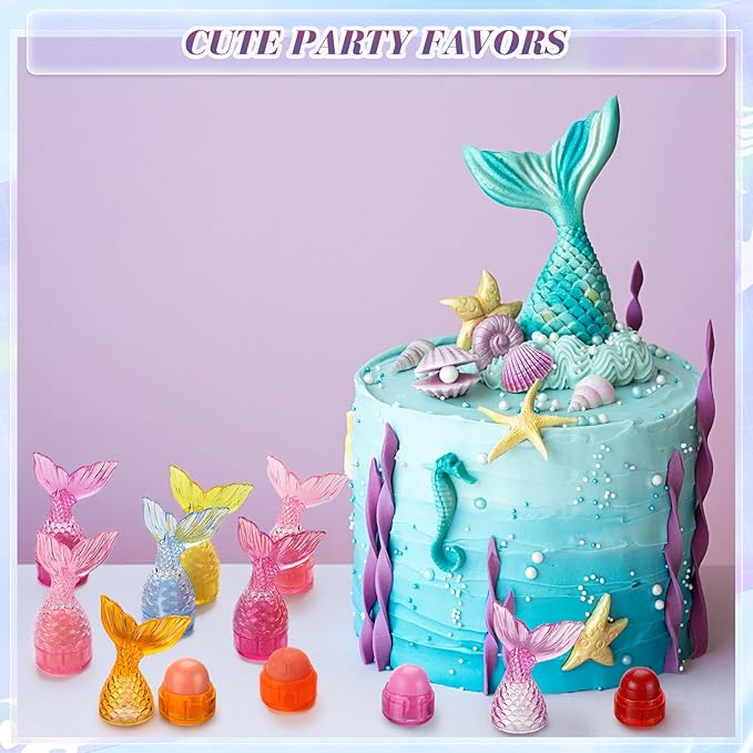 24 Pcs Mermaid Girl Birthday Party Supplies Lip Balm Graduation Gifts Bulk Kids Classroom Gift Exchange Party Supplies Birthday Mermaids Themed Party Decor Gifts for Preschool Toddler Boy Girl