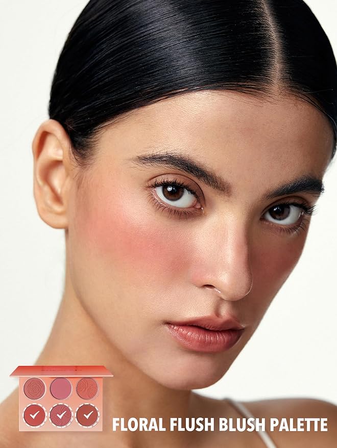 SHEGLAM Floral Flush 6-Color Blush Palette Long Lasting High Pigment Matte Pressed Powder Blush for Cheeks