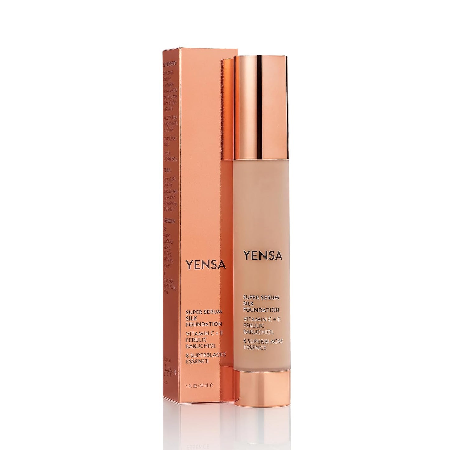 YENSA Super Silk Foundation - Full Coverage, Age-defying complex of Vitamin C, E, Ferulic, and Bakuchiol Oil (Tan 1) 1.0 fl oz