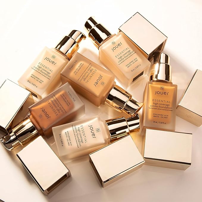Jouer Essential High Coverage Crème Foundation - Available in 50 Shades for All Skin Tones - Healthy Ingredients - Paraben, Gluten & Cruelty Free - Vegan Friendly