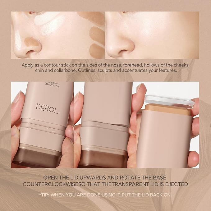 Multi-Use Foundation Stick Makeup with Brush,High Coverage Blendable Lightweight Contour Stick,Waterproof Flawless Natural Finish Creamy Foundation Makeup,Longwear Face Makeup Stick(#3)