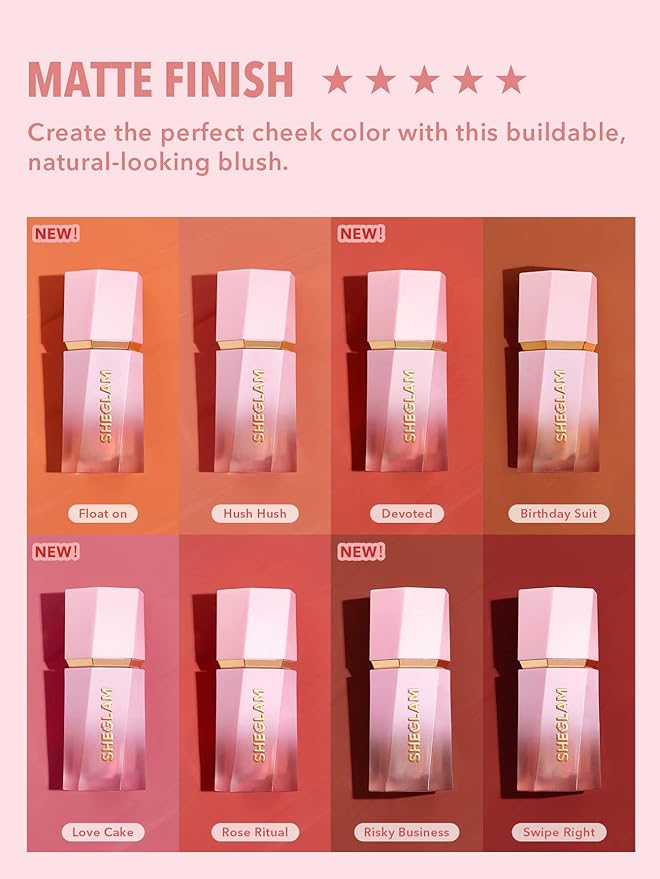 SHEGLAM Color Bloom Liquid Blush Makeup for Cheeks Matte Finish - Swipe Right