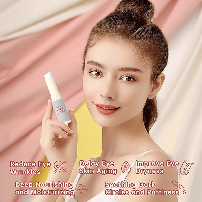 2Pcs Retinol Eye Stick, Retinol Under Eye Cream for Puffiness and Dark Circles, Hydrating Eye Cream Anti Aging for Enhanced Under Eye Nourishment.